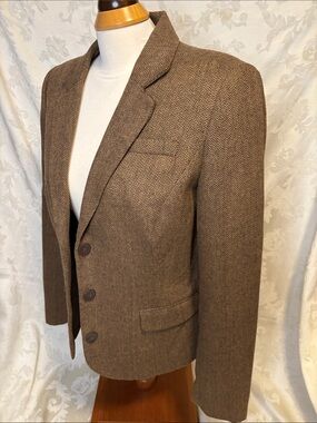 Brown Herringbone Blazer Size 11 lined